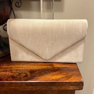 Elegant Cream Envelope Clutch with Gold Trim
